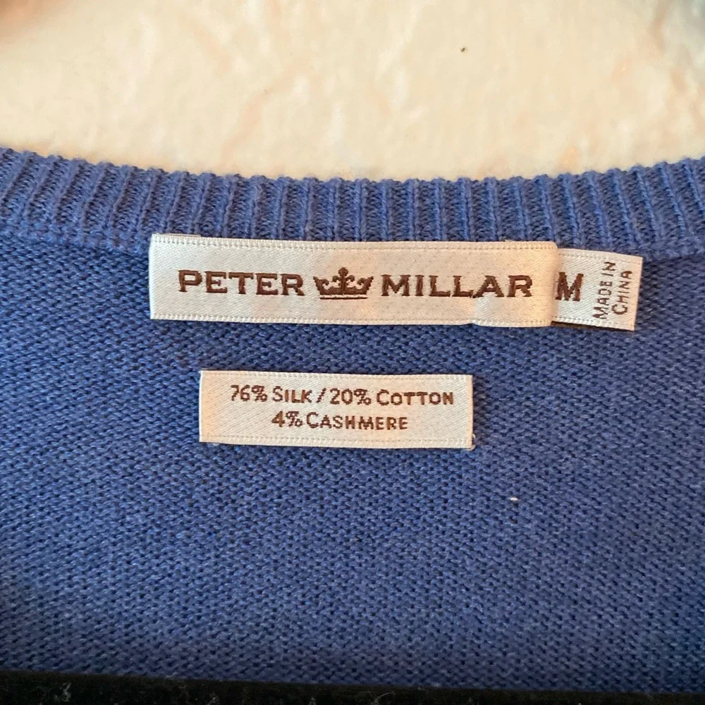 Peter Millar Silk And Cashmere Blend V-Neck Sweater Size M Classic Fit Fall